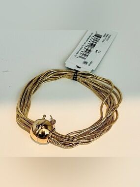 Anne Klein Gold-Tone Multirow Dome Magnetic Closure Statement Bracelet